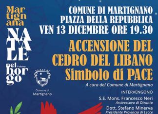 Venerdì 13 dicembre accensione Cedro del Libano Simbolo di Pace a Martignano