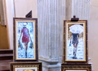 I quadri di Fabio Cappello ad Atmosfere Natalizie II edizione, mostra collettiva di arte pittorica e artigianato di riciclo