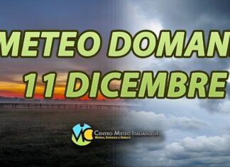 Le previsioni meteo di domani 11 dicembre