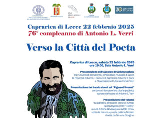 Verso la città del poeta, 76º compleanno di Antonio L. Verri: a Caprarica di Lecce il 22 febbraio