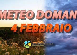 Le previsioni meteo di domani 4 febbraio