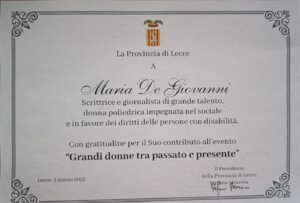 "Aboliamo la parola inclusione”, il suo intervento alla Provincia di Lecce e il riconoscimento per l'impegno sociale - Corriere Salentino