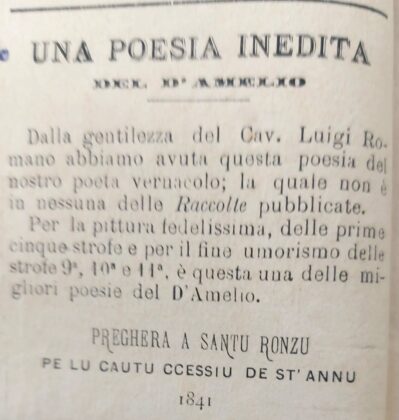 1841: Francesco D'Amelio, il caldo e la " Preghera a Santu Ronzu..." - Corriere Salentino