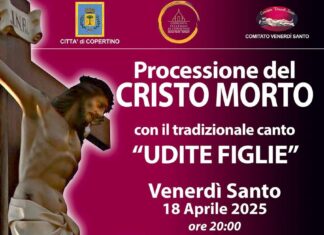 Processione del Venerdi Santo questa sera con la Statua del Cristo Morto a Copertino