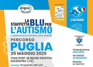 “La staffetta blu per l’autismo”, domenica 25 maggio la quinta tappa del circuito arriverà in Puglia