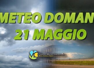 Le previsioni meteo di domani 21 maggio