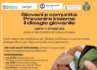 Giovani e comunità: prevenire insieme il disagio giovanile. A Lequile il convegno per costruire strategie di prevenzione e ascolto