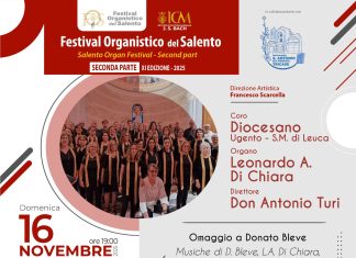 Tricase, domenica 16 novembre l’omaggio a Donato Bleve al Festival Organistico del Salento