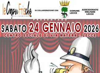 Sabato 24 gennaio “Le CapuFrische” in collaborazione con la Città di Lecce el’Assessorato al Welfare al Centro Sociale di Via Matera di Lecce