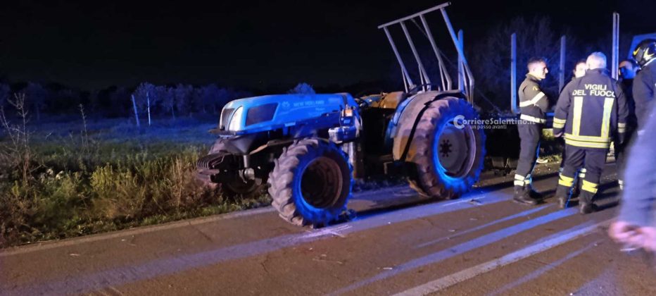 Auto tampona un trattore e il conducente del mezzo agricolo finisce in ospedale in codice rosso - Corriere Salentino