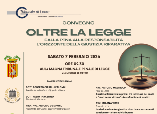 A Lecce il convegno sulla Giustizia Riparativa: esperti a confronto tra pena e responsabilità attiva