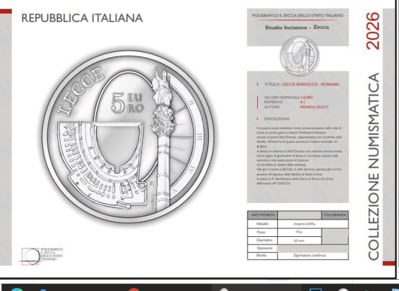 Moneta d'argento da 5 euro dedicata alla Città di Lecce: arte barocca romana - Corriere Salentino