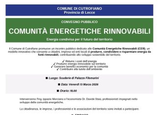 Un incontro pubblico sulle comunità energetiche rinnovabili (Cer)