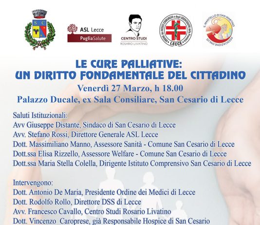 “Le cure palliative: un diritto fondamentale del cittadino” venerdì 27 marzo a San Cesario di Lecce