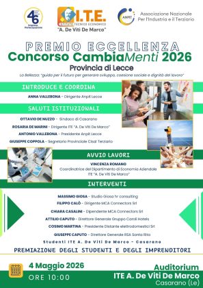Concorso “CAMBIAmenti2026“: premiato l’ITE “A. De Viti- De Marco” di Casarano - Corriere Salentino