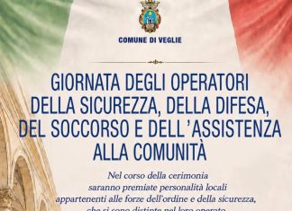 Cerimonia di Premiazione della Giornata degli Operatori della Sicurezza, della Difesa, del Soccorso e dell’Assistenza alla Comunità: a Veglie il 10 Giugno, incontro pubblico ricco di significati