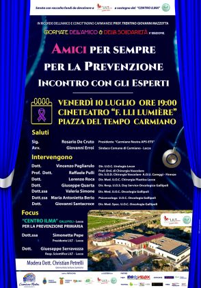 A Carmiano, il 10 e il 18 luglio, arrivano le "Giornate dell'amico & della solidarietà" - Corriere Salentino