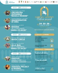 "Cortili aperti" a Martano: tre giorni ricchi di eventi per l'edizione 2026 in programma dal 24 al 26 luglio - Corriere Salentino