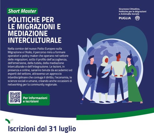 Politiche migratorie, Regione Puglia promuove uno Short master rivolto a operatori pubblici e privati
