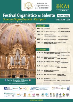 Itinerario di concerti da luglio a novembre nelle chiese salentine: al via il "Festival Organistico del Salento 2026" - Corriere Salentino