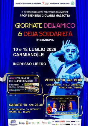 A Carmiano, il 10 e il 18 luglio, arrivano le "Giornate dell'amico & della solidarietà" - Corriere Salentino