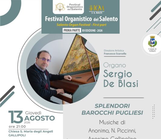 Il Festival organistico presenta “Splendori Barocchi Pugliesi”, con Sergio De Blasi all’organo