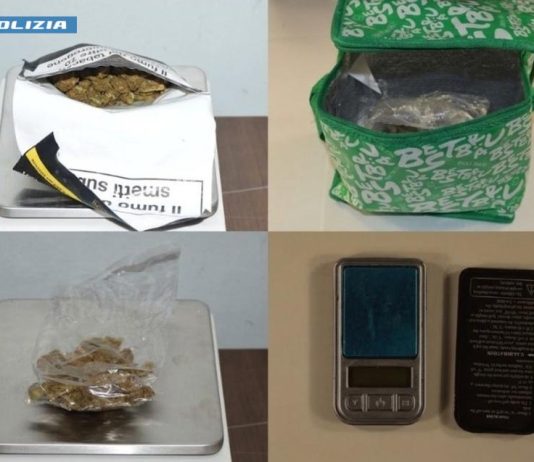 Cambia direzione alla vista della Volante: nel borsello droga e bilancino, in casa altra sostanza. Nei guai 17enne