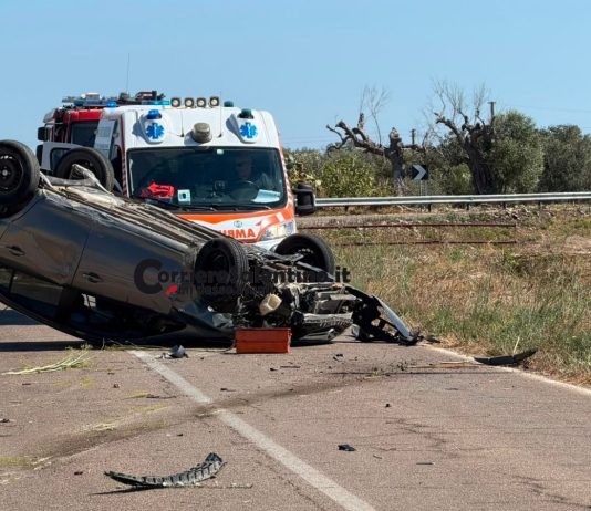 Schianto sulla provinciale Taviano-Alezio: auto fuori strada, uomo ricoverato in codice rosso