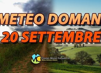 Le previsioni meteo di domenica 20 settembre