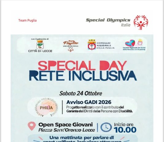 Il 24 Ottobre all’Open Space di Lecce, la seconda tappa degli Special Day di Special Olympics Puglia