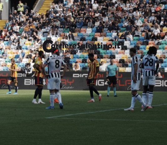 Udinese-Lecce 0-3, i giallorossi dominano per tutta la partita contro i friulani