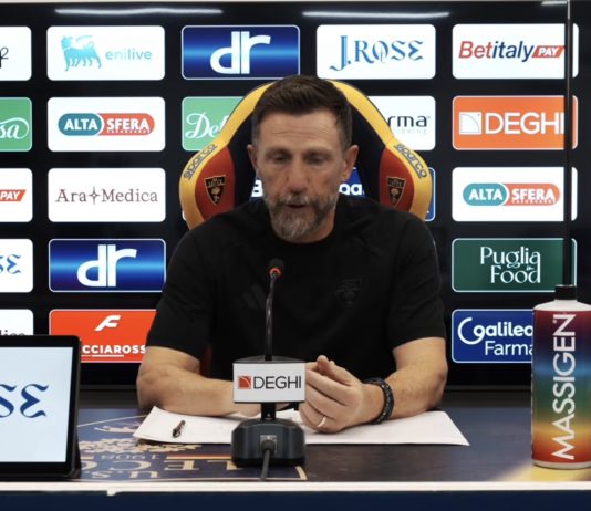 Lecce, Di Francesco preoccupato: “Tante le situazioni da valutare”. Domani turno infrasettimanale a Frosinone