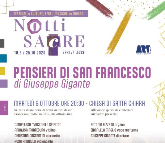 “Notti Sacre”, a Lecce il terzo appuntamento racconta ancora San Francesco e il suo pensiero: protagonista il gruppo “Voci dello spirito”