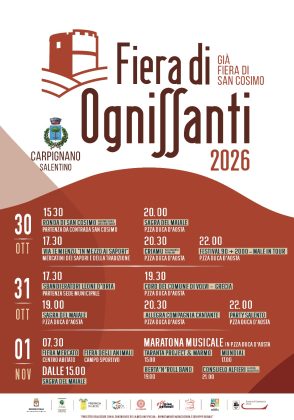 Fiera di Ognissanti 2026: dal 30 ottobre al 1° novembre gli eventi a Carpignano Salentino - Corriere Salentino