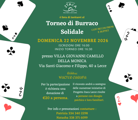 Torneo di Burraco solidale: gioco, convivialità e solidarietà per sostenere la salute mentale