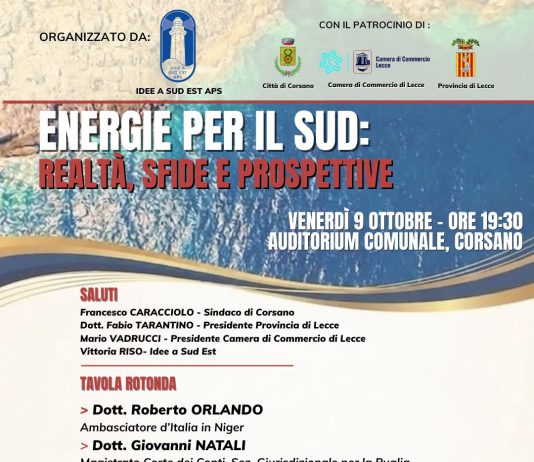 Convegno a Corsano “Energie per il Sud: realtà, sfide e prospettive”