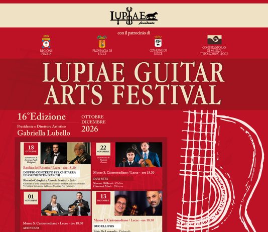 Torna da domani a Lecce il “Lupiae Guitar Arts Festival”: cinque appuntamenti tra la Chiesa del Rosario e il Museo Castromediano con la musica del cuore