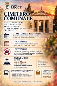 Commemorazione dei defunti, orari di apertura del cimitero - Corriere Salentino